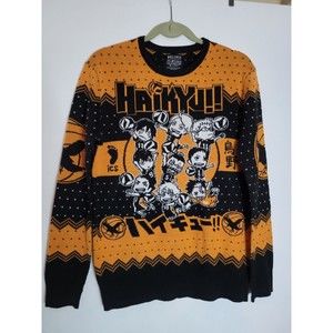 Haikyu Box Lunch Animae Small Orange Black Sweater Karasuno Crows New